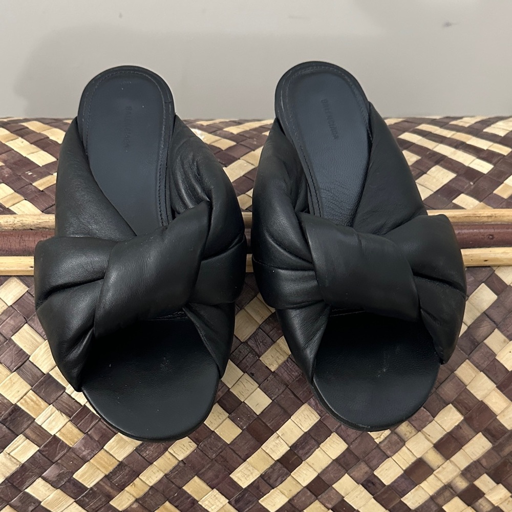 Balenciaga Black Leather Mules